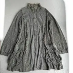 axes femme　グレー×グリーン系　長カーディガンニット