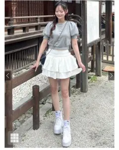 GRLインパン裏地付きティアードフリルミニスカート[at2259]