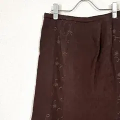 ロングスカート フレア 花柄刺繍 シンプル 裏地付き きれいめ 大きめ