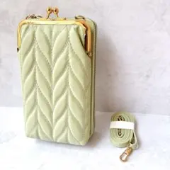 ✨人気商品✨　スマホショルダー　ショルダーバッグ お財布　ポシェット　グリーン