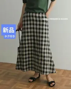 新品タグ付き　アーバンリサーチ DOORS リネンギンガムフレアスカート