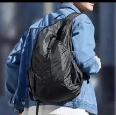 coca ポケッタブル縦ファスナーバックパック　ブラック