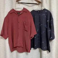 HARE 半袖オーバーサイズシャツ 赤黒