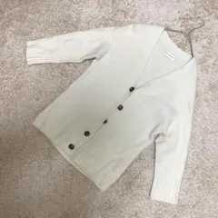 【美品】INÉD カーディガン 9号 ホワイト系 ウール混 Vネック