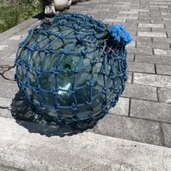 ガラス浮き 網掛けデザイン 透明・青 北海道漁師使用本物ガラス浮き玉