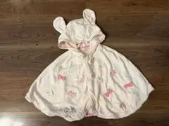 耳付きフードのピンクポンチョ