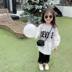 ぱ*る様 【新品未使用】英字プリント切替チュニック グレー 90サイズ