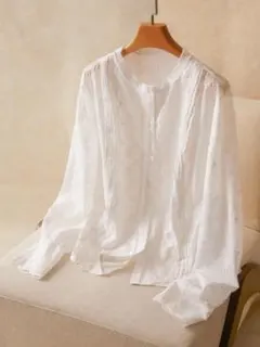 お*な様 SHEIN XL レース アイレット刺繍 長袖ブラウス ホワイトのサムネイル
