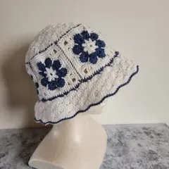 ハンドメイド手編み春夏用バケットハット クラッシャーハットクロシュハット
