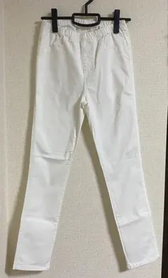 ホワイト スキニーパンツ ゴムウエスト
