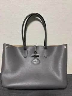 [超美品]ロンシャン LONGCHAMP ロゾ トートバッグ レザー グレー
