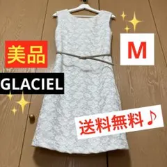 ✨美品✨￼【GLACIER】総レースレディースワンピース♪白＊グレー／M✨