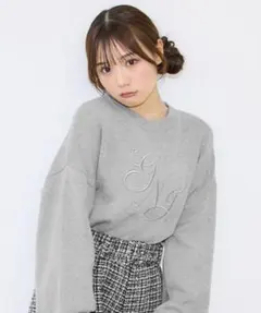 INGNI 長袖 刺繍 ニット グレー