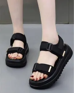 厚底ストラップサンダル サンダル ブラック