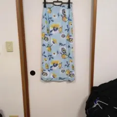 水色フラワープリントロングスカート