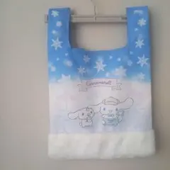 シナモンロール　当たりくじ　マルシェバッグ　ミニトートエコバッグ　白　青　雪