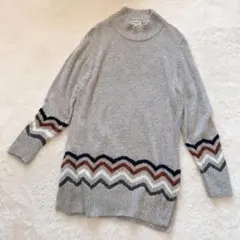 【マックレガー】 北欧風 モックネック やわらか ロング丈 ニット (L)のサムネイル