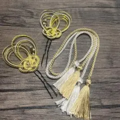 ゴールド水引ヘアアクセサリーセット⭐︎753⭐︎成人式