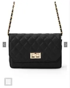 グレイルブラック キルティングレザーチェーンショルダーバック
