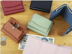 【匿名発送】 ミニ財布 本革 牛革 スキミング防止 三つ折 全９色
