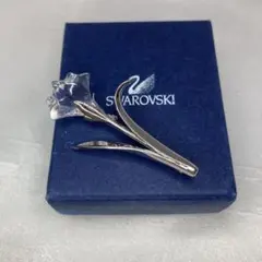 〈美品〉SWAROVSKI スワロフスキー　花のブローチ　シルバーカラー