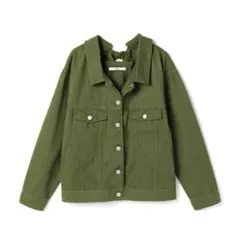 GRL グレイル コットン バックレースアップツイルジャケット グリーン M
