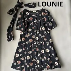 ルーニィ 半袖 ひざ丈ワンピース　スカーフ付　花柄ワンピース キッズにも！リボン