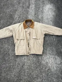 ベージュ コーデュロイ襟 ボタンアップジャケット