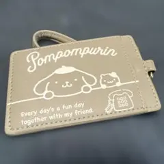 ポムポムプリン パスケース グレー