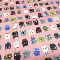 猫柄 生地 布地 ハンドメイド 手芸　ピンク