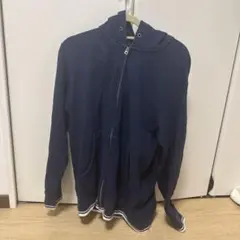 ネイビー ジップアップ フード付きパーカー