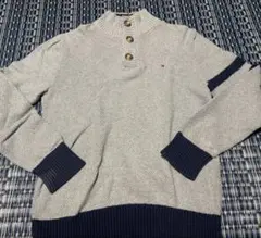 TOMMY HILFIGERトミーヒルフィガー ボタンネックニットセーターグレー