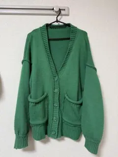 古着　グリーン ボタン付きカーディガン