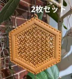 【ハンドメイド】六角形 額縁風 着生板クレイブラウン2枚セットのサムネイル