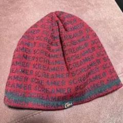 SCREAMER ニット帽 レッド/ブラック ユニセックス