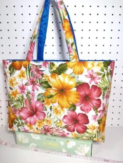 トートバッグ エコ サブ リバーシブル ハワイ ハイビスカス キルト ハンドメイ