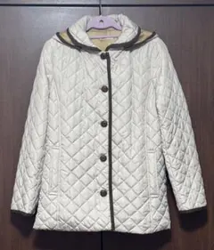 アイボリー キルティング フード付きコート M