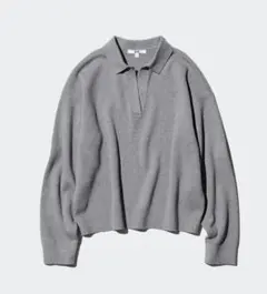 スムースコットンリラックスポロセーター グレー Мサイズ