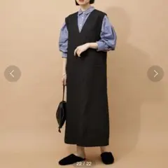 アダムエロペ 2way ジャンパースカート ロングジレ 黒