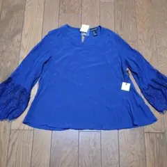 新品FOREVER 21 レース袖 ブラウス ネイビー