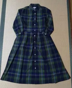 モリカゲシャツ　SS 半袖シャツワンピース　ダークネイビー　ドット　ストライプ モリカゲシャツ SS 半袖シャツワンピース ダークネイビー ドット