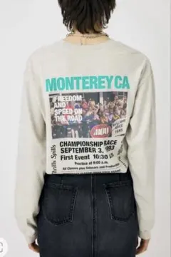 MOUSSY バッグプリント　Tシャツ　プリント　グレー