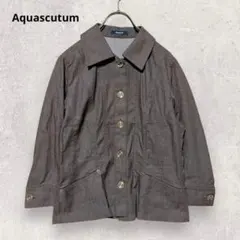Aquascutum シャツ ジャケット M リネン混 ブラウン 日本製 春夏