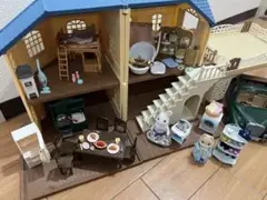 シルバニアファミリー 青い屋根のお家 DIYキャスター付き台付き 