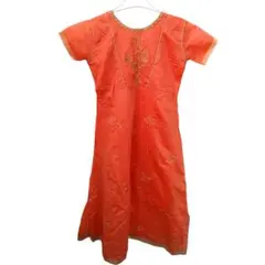 レア✨Namoh 【L】オレンジ 刺繍入り パーティードレス オシャレ 衣装