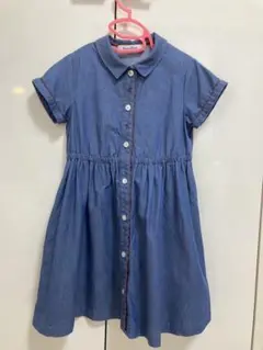［美品］ファミリア familiar デニムワンピース 襟付き 半袖 110cm