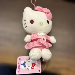 ハローキティ レトロワンピースちょいデカマスコット ピンク