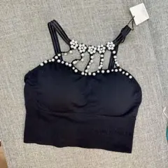 ビジュー付きキャミソール 黒