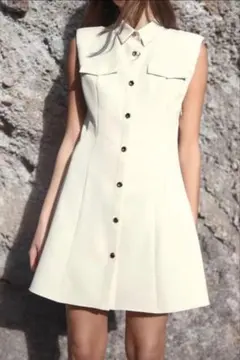 ZARA クレープミニワンピース アイボリー - メルカリ