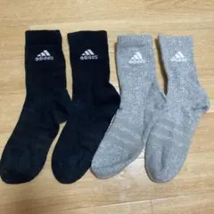 adidas ソックス 2足セット ブラック グレー